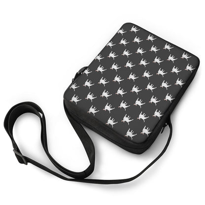 Black Bull Terrier Pattern Print Rectangular Crossbody Bag
