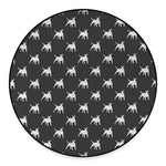 Black Bull Terrier Pattern Print Round Floor Mat