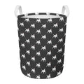 Black Bull Terrier Pattern Print Round Laundry Basket