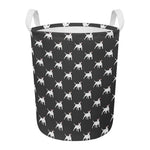 Black Bull Terrier Pattern Print Round Laundry Basket