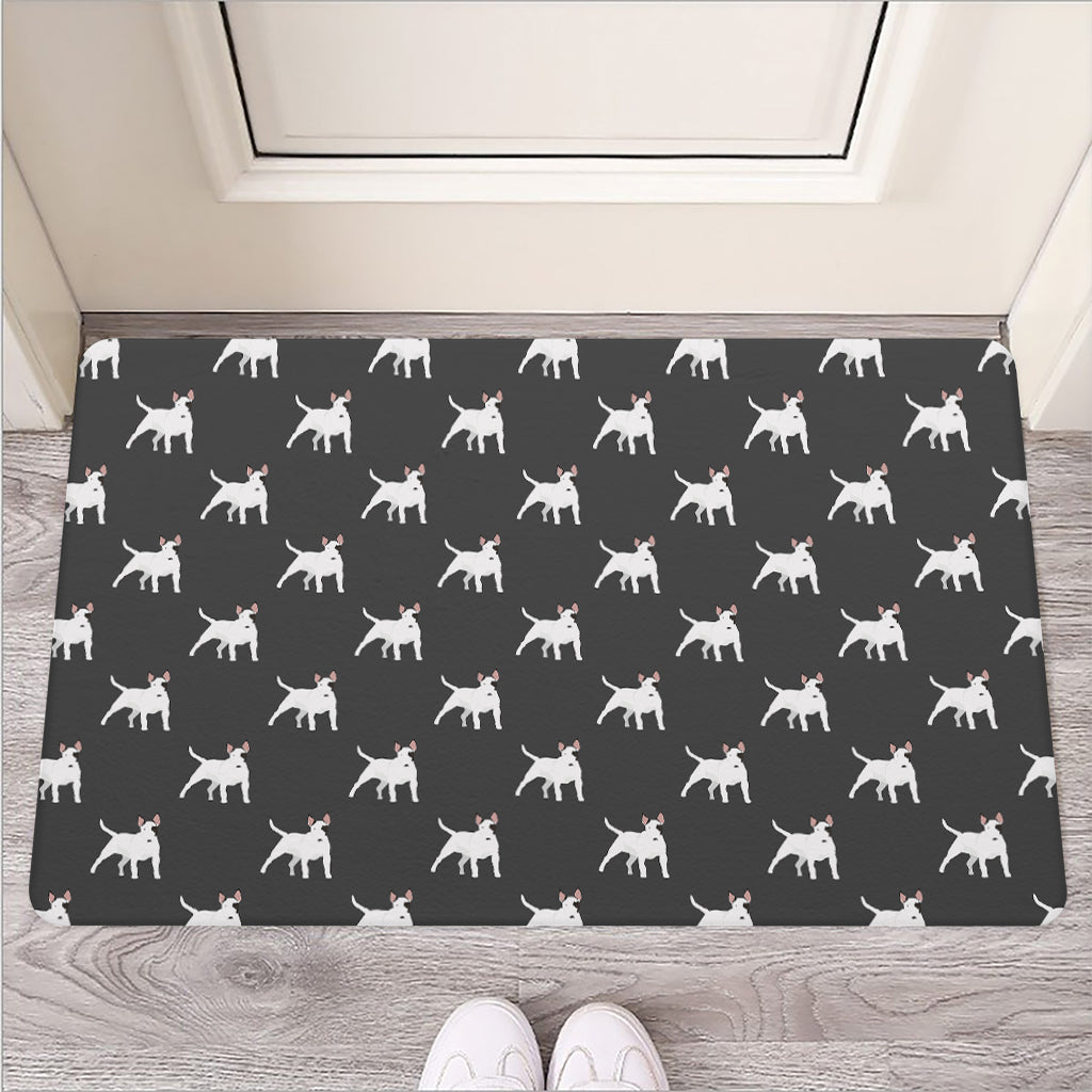 Black Bull Terrier Pattern Print Rubber Doormat