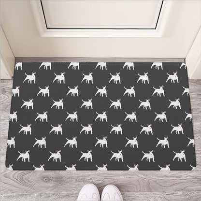 Black Bull Terrier Pattern Print Rubber Doormat