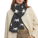 Black Bull Terrier Pattern Print Scarf
