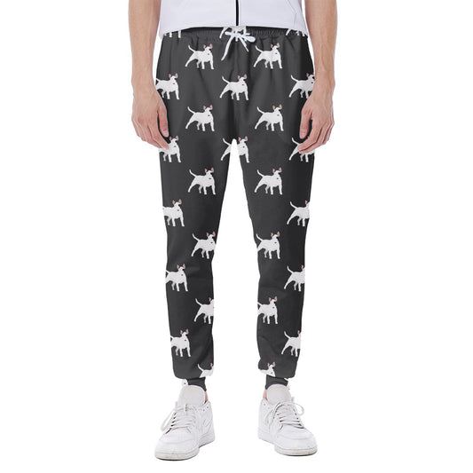Black Bull Terrier Pattern Print Scuba Joggers