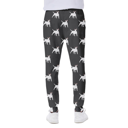Black Bull Terrier Pattern Print Scuba Joggers