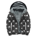 Black Bull Terrier Pattern Print Sherpa Lined Zip Up Hoodie