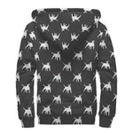Black Bull Terrier Pattern Print Sherpa Lined Zip Up Hoodie