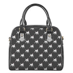 Black Bull Terrier Pattern Print Shoulder Handbag