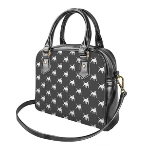 Black Bull Terrier Pattern Print Shoulder Handbag