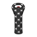 Black Bull Terrier Pattern Print Single Neoprene Wine Tote