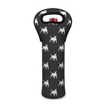 Black Bull Terrier Pattern Print Single Neoprene Wine Tote