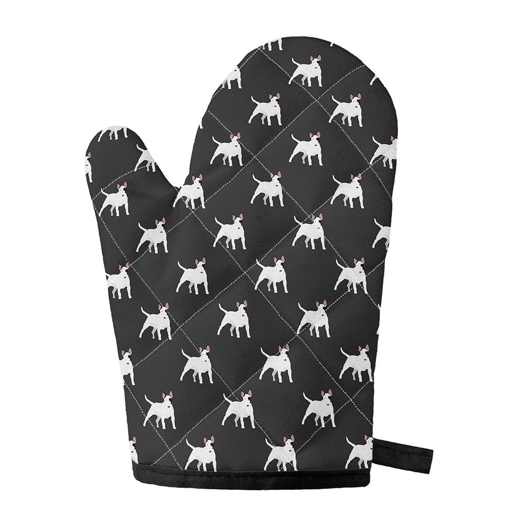 Black Bull Terrier Pattern Print Single Oven Mitt