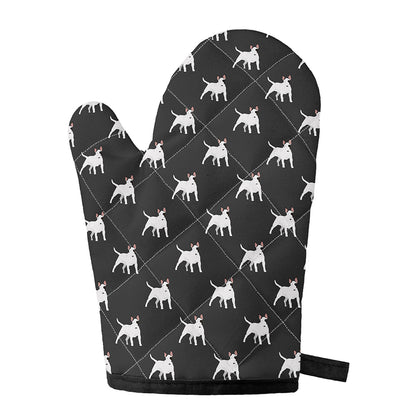 Black Bull Terrier Pattern Print Single Oven Mitt