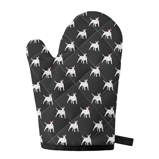 Black Bull Terrier Pattern Print Single Oven Mitt