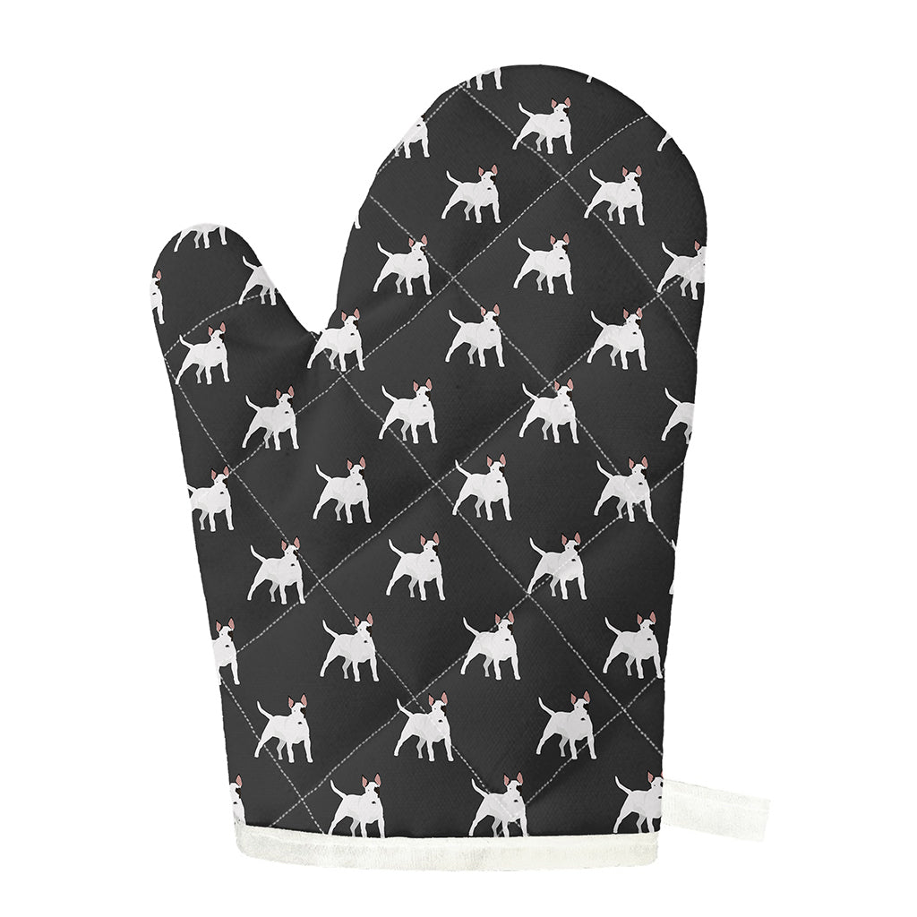 Black Bull Terrier Pattern Print Single Oven Mitt