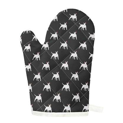 Black Bull Terrier Pattern Print Single Oven Mitt