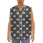 Black Bull Terrier Pattern Print Sleeveless Baseball Jersey
