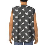 Black Bull Terrier Pattern Print Sleeveless Baseball Jersey