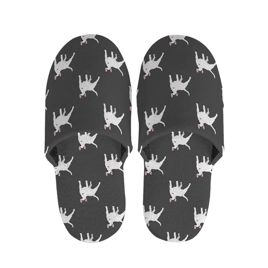 Black Bull Terrier Pattern Print Slippers