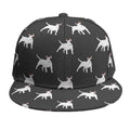 Black Bull Terrier Pattern Print Snapback Cap