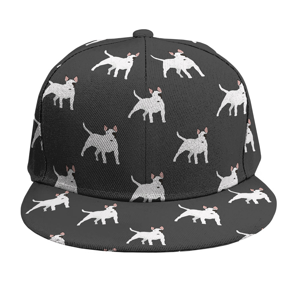 Black Bull Terrier Pattern Print Snapback Cap