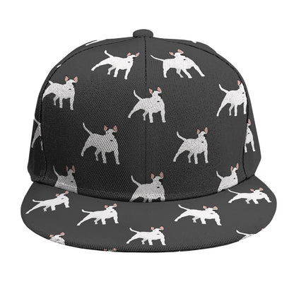 Black Bull Terrier Pattern Print Snapback Cap