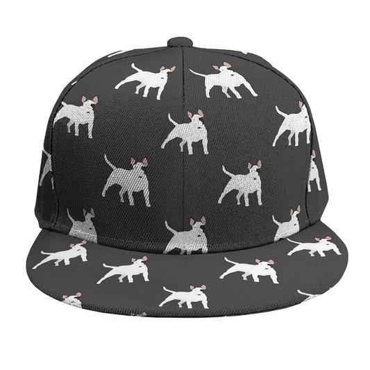 Black Bull Terrier Pattern Print Snapback Cap