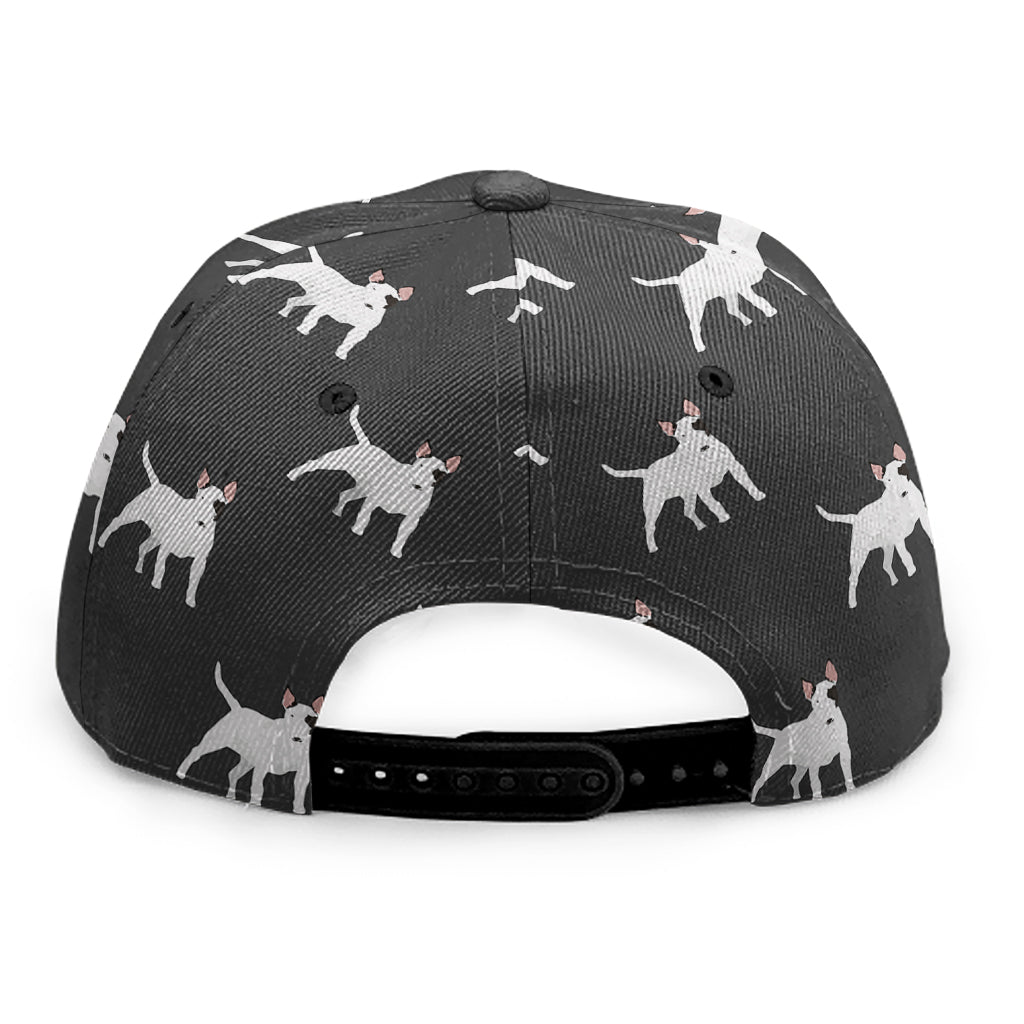 Black Bull Terrier Pattern Print Snapback Cap