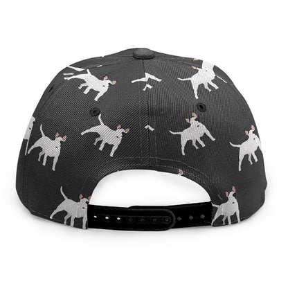 Black Bull Terrier Pattern Print Snapback Cap