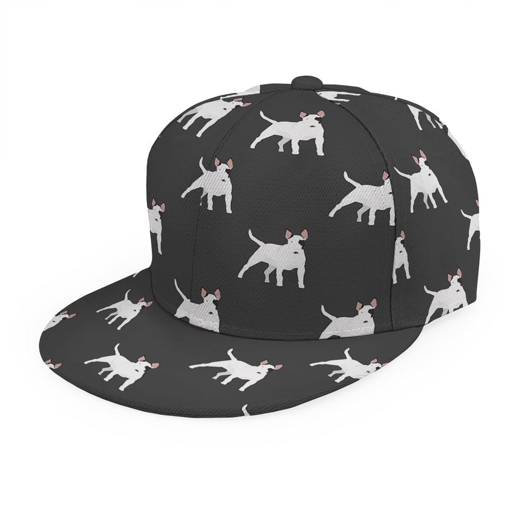 Black Bull Terrier Pattern Print Snapback Cap