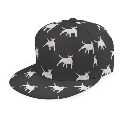 Black Bull Terrier Pattern Print Snapback Cap