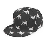 Black Bull Terrier Pattern Print Snapback Cap