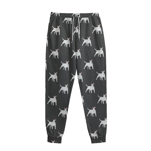 Black Bull Terrier Pattern Print Sweatpants