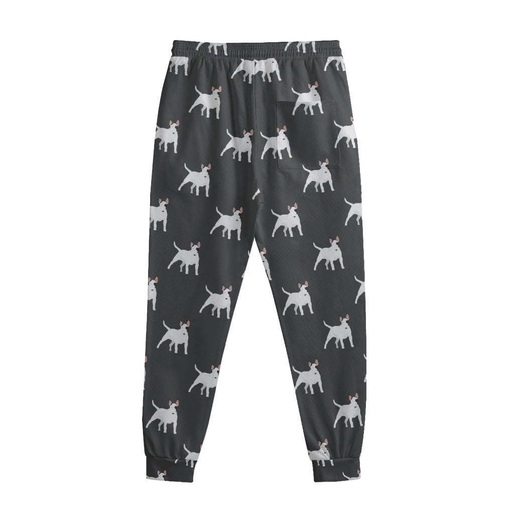 Black Bull Terrier Pattern Print Sweatpants