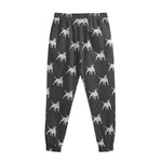 Black Bull Terrier Pattern Print Sweatpants