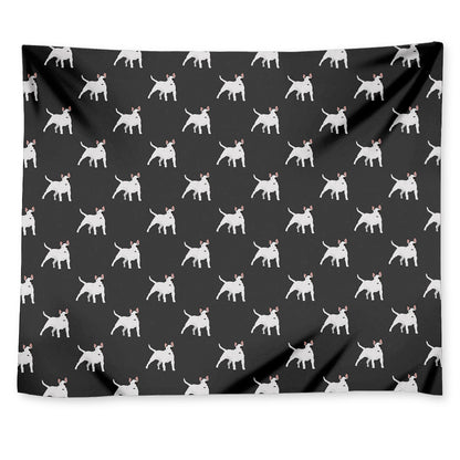 Black Bull Terrier Pattern Print Tapestry