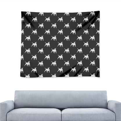 Black Bull Terrier Pattern Print Tapestry