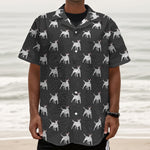 Black Bull Terrier Pattern Print Textured Short Sleeve Shirt