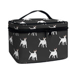 Black Bull Terrier Pattern Print Travel Makeup Bag
