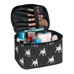 Black Bull Terrier Pattern Print Travel Makeup Bag
