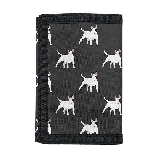 Black Bull Terrier Pattern Print Trifold Wallet