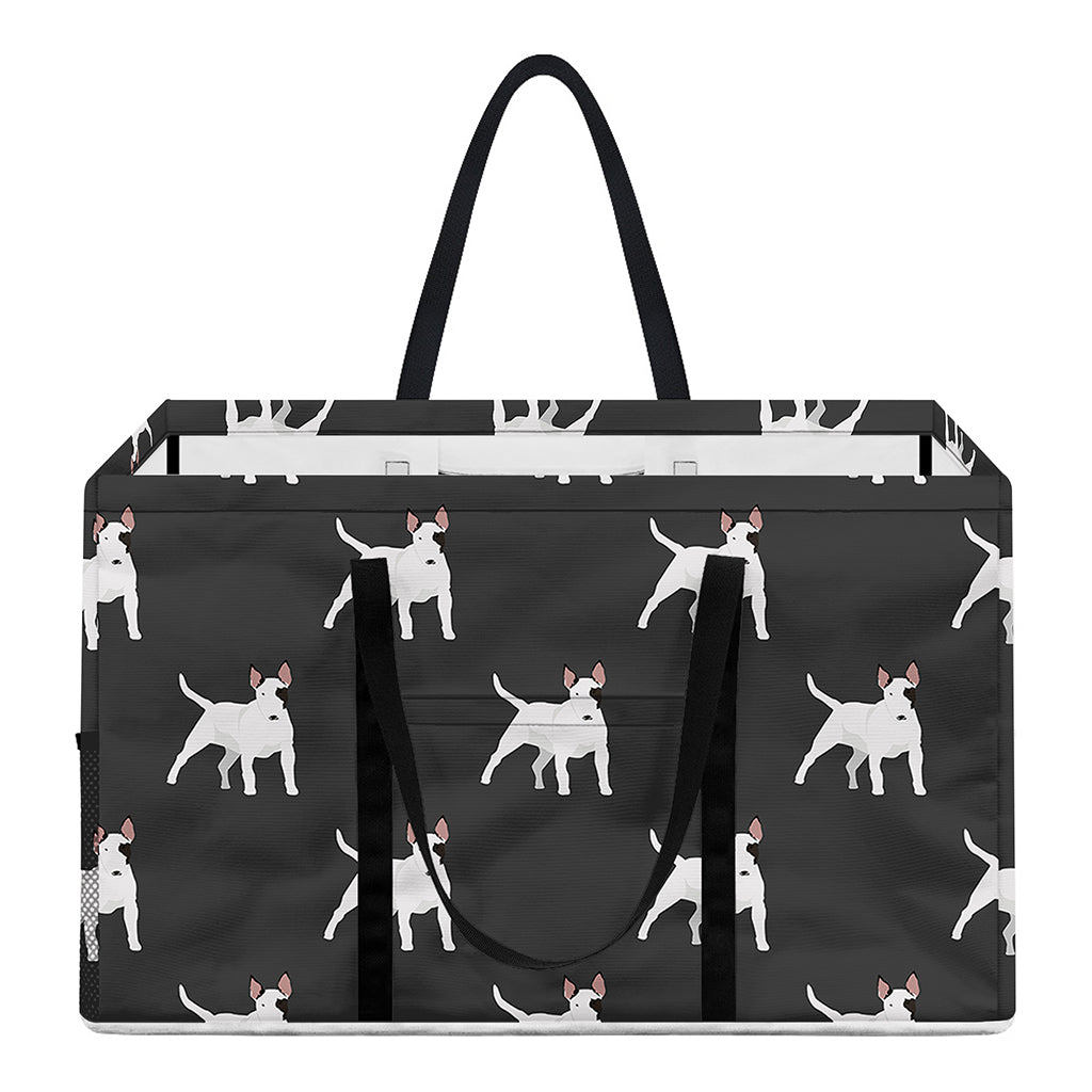 Black Bull Terrier Pattern Print Utility Tote Bag