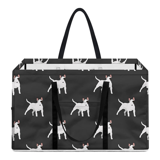 Black Bull Terrier Pattern Print Utility Tote Bag
