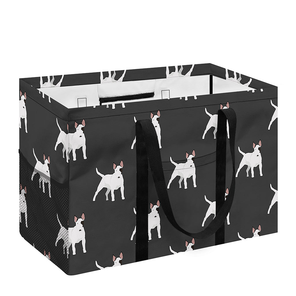 Black Bull Terrier Pattern Print Utility Tote Bag