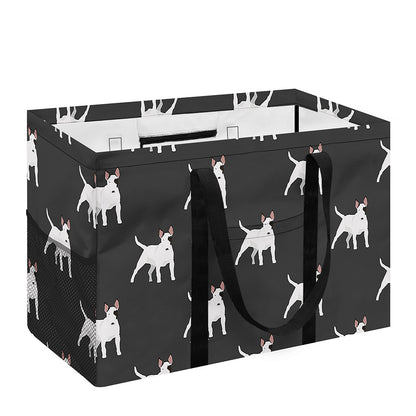 Black Bull Terrier Pattern Print Utility Tote Bag
