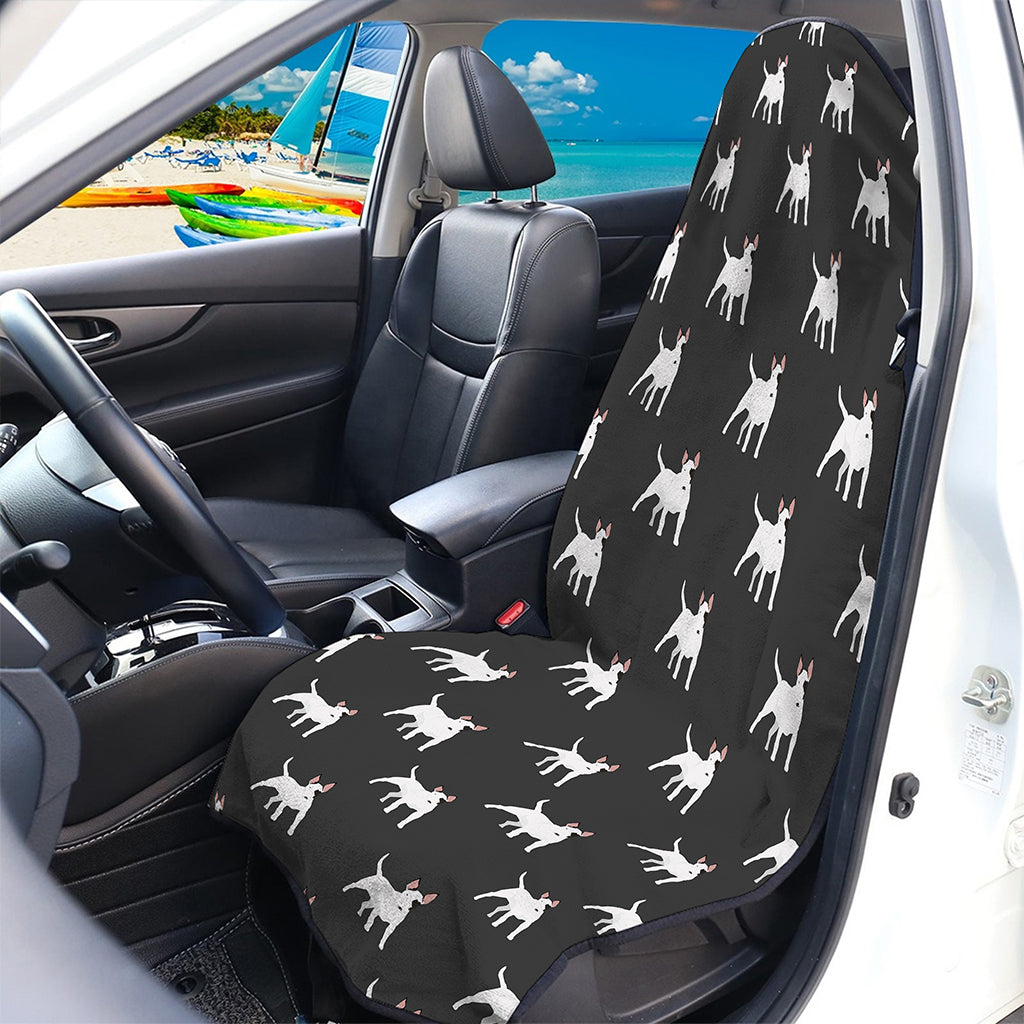 Black Bull Terrier Pattern Print Waterproof Car Seat Cover