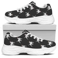 Black Bull Terrier Pattern Print White Chunky Shoes