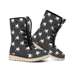Black Bull Terrier Pattern Print Winter Boots