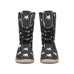 Black Bull Terrier Pattern Print Winter Boots
