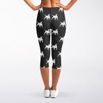 Black Bull Terrier Pattern Print Women's Capri Leggings